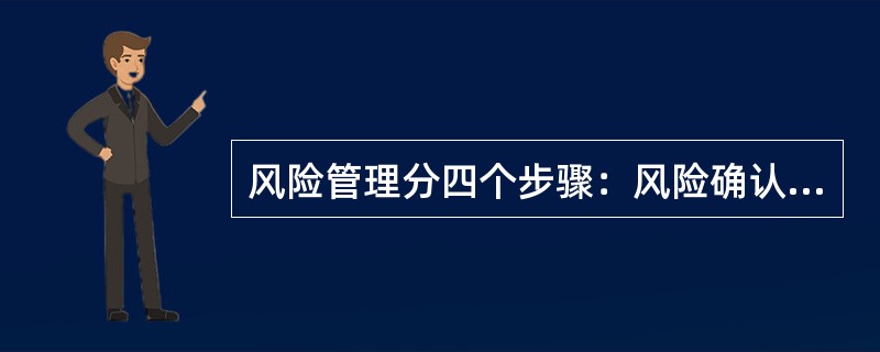 风险管理分四个步骤：风险确认.风险分析和评估.定义和实施行动.风险控制。