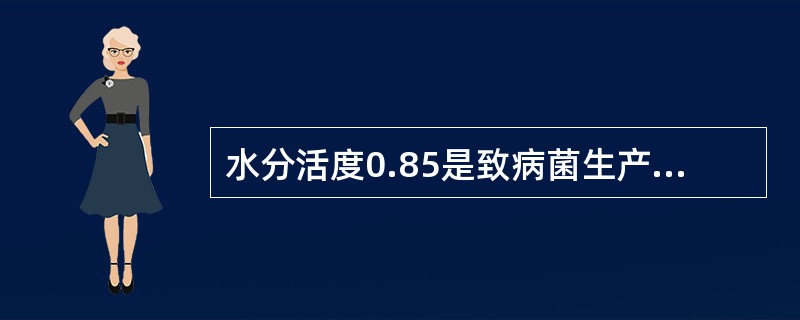 水分活度0.85是致病菌生产并产毒的界限，是根据()产生毒素的最低水分活度得来的。