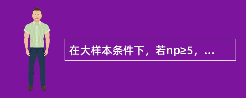 在大样本条件下，若np≥5，且n(1-p)≥5，样本比例在置信水平(1-a)下的置信区间为()。