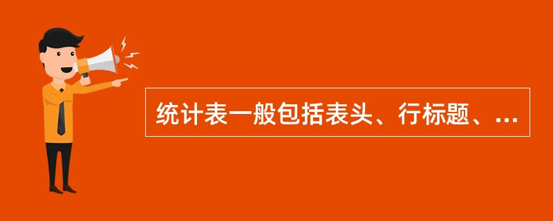 统计表一般包括表头、行标题、列标题、数字资料和表外附加构成。()