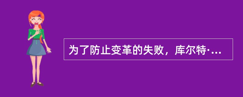为了防止变革的失败，库尔特·卢因提出了三步变革模式，即()