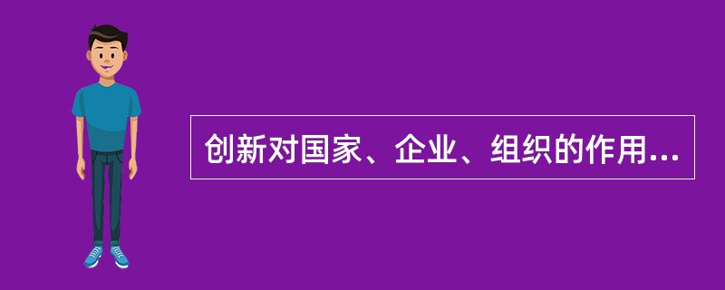 创新对国家、企业、组织的作用巨大，表现在()等方面。