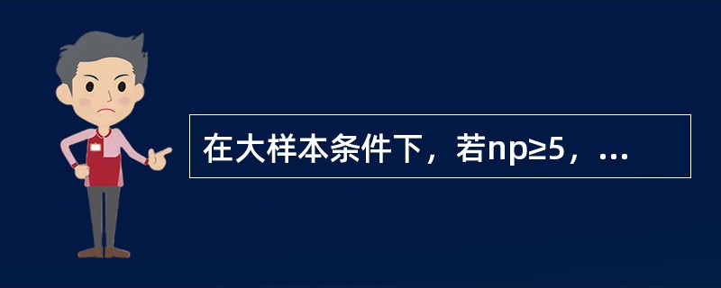 在大样本条件下，若np≥5，且n(1-p)≥5，样本比例在置信水平(1-a)下的置信区间为()。