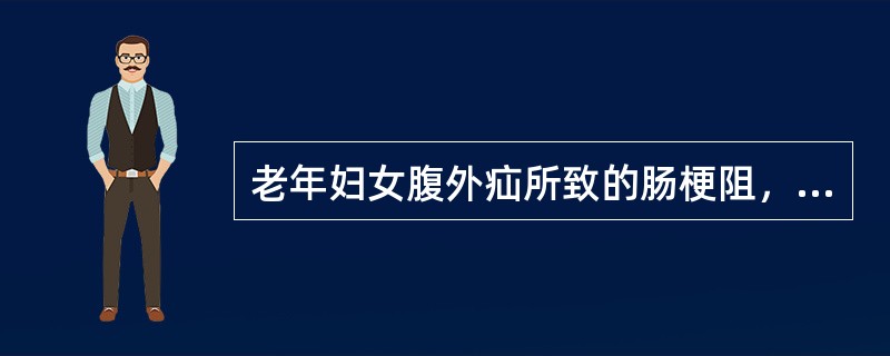 老年妇女腹外疝所致的肠梗阻，常见于()
