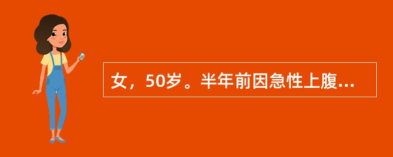女，50岁。半年前因急性上腹痛住院，诊断为急性胰腺炎，经治疗后痊愈，近2个月上腹部逐渐隆起，无腹痛和发热，进食后有腹胀。查体：上腹部可以摸到拳头大小肿物，表面光滑，活动度差。初步考虑为()