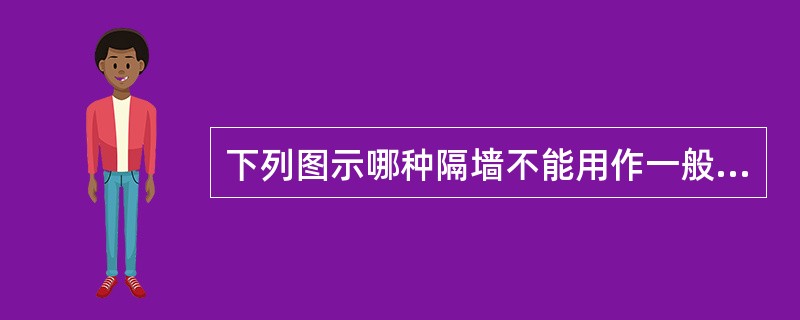 下列图示哪种隔墙不能用作一般教室之间的隔墙？（）