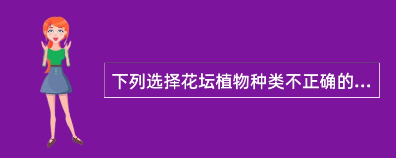 下列选择花坛植物种类不正确的一项是（）