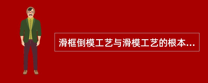 滑框倒模工艺与滑模工艺的根本区别在于将滑模时模板与混凝土之间滑动变为滑道与模板之间滑动，而模板附着在新浇筑的混凝土表面无滑动。因此，模板由滑动脱模变为拆倒脱模。（）