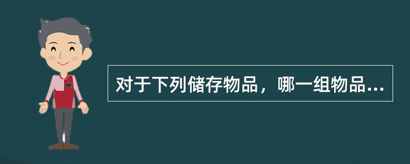对于下列储存物品，哪一组物品全属于乙类火灾危险性物品？（）
