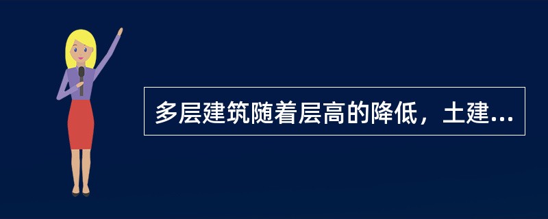 多层建筑随着层高的降低，土建单价的变化下列哪一种说法是正确的？（）