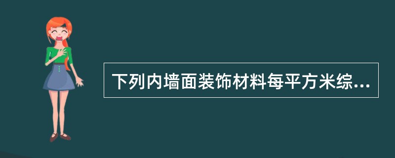 下列内墙面装饰材料每平方米综合单价最低的是：（）