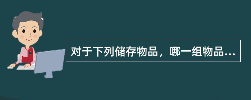 对于下列储存物品，哪一组物品全属于乙类火灾危险性物品？（）