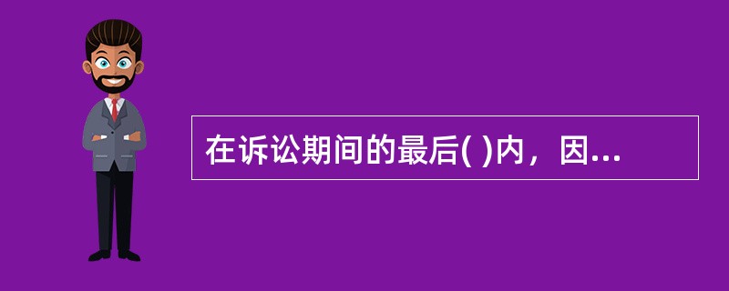在诉讼期间的最后( )内，因不可抗力或者其他障碍不能行使请求权的，诉讼时效中止。