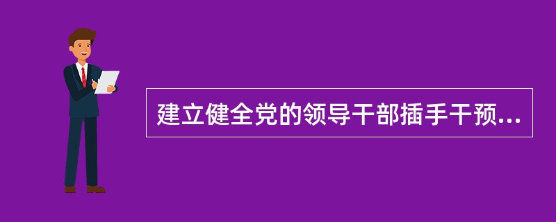 建立健全党的领导干部插手干预重大事项（）制度，发现利用职务便利违规干预干部选拔任用、工程建设、执纪执法、司法活动等问题，应当及时向上级党组织报告。