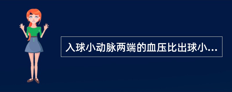 入球小动脉两端的血压比出球小动脉两端的血压要高。