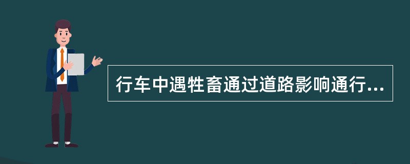 行车中遇牲畜通过道路影响通行时，可采取连续鸣喇叭的方式进行驱赶。（）